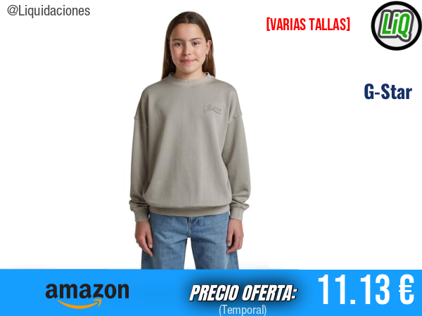 G-Star: la sudadera crew oversized que eleva tu estilo.hombre
Talla: 10 y 12 años