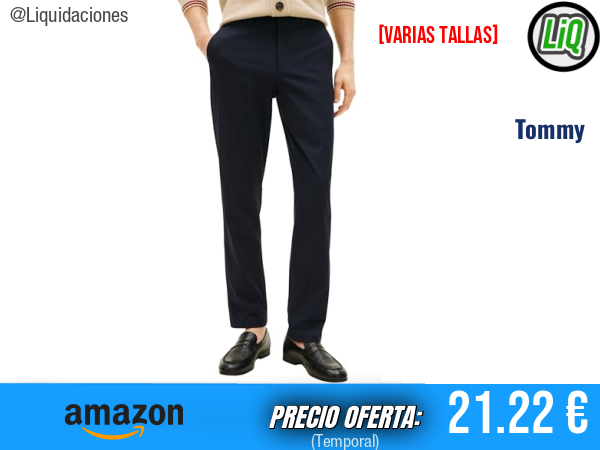 Tommy Hilfiger Pantalón Chino Cool Touch Denton con Logotipo en Azul Desert Sky. ✨hombre
Talla: 36W 32L y 38W 34L