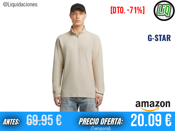 G-STAR Camiseta Tweeter Half Zip en blanco: estilo premium y comodidad diaria. ✨Hombre
Talla: M L XL