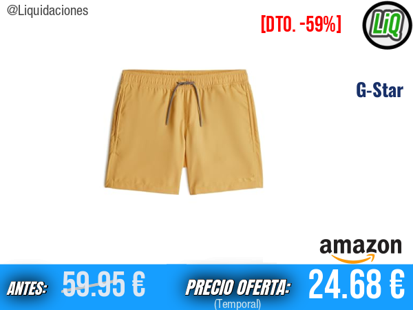 G-Star Dirik Solid Swimshort en amarillo: estilo veraniego que destaca. ✨hombre
Talla: XL y XXL