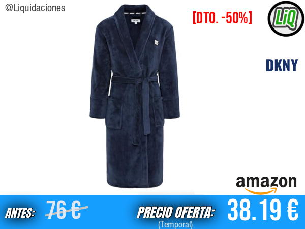 DKNY Albornoz de Forro Polar Ultra Suave con Cuello Chal y Bolsillos Profundos. ✨hombre
Talla: M negro y XL azul