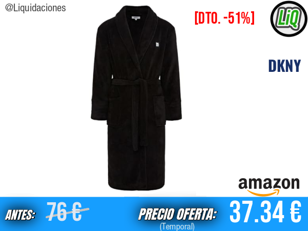 DKNY Albornoz de Forro Polar Ultra Suave con Cuello Chal y Bolsillos Profundos.hombre
Talla: S y M
