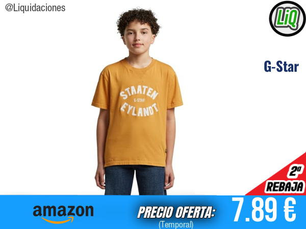 G-Star NIFOUS R T SS: estilo urbano premium para el día a día. ✨niño
Talla: 10 años