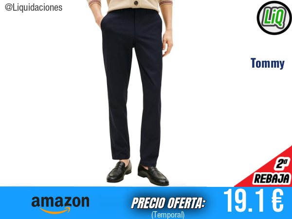 Tommy Hilfiger Pantalón Chino Cool Touch Denton con Logotipo, Azul (Desert Sky). ✨hombre
Talla: 38W / 34L