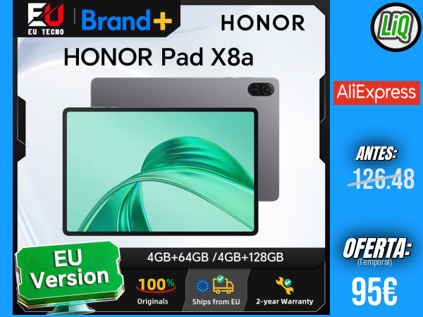 HONOR Pad X8a (versión europea): Tablet de 11” con pantalla de alta frecuencia de actualización y protección ocular, batería de 8300 mAh y altavoces cuádruples de gran amplitud.