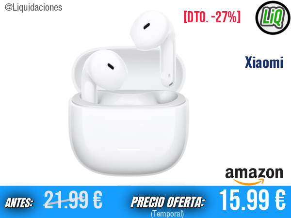 Xiaomi REDMI Buds 8 Active: Sonido potente y autonomía de hasta 37 h en color blanco. ✨unisex
Talla: One Size