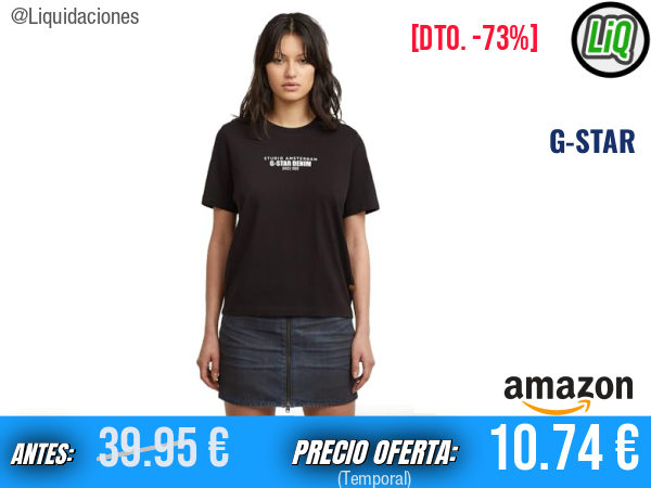 G-STAR Camiseta HD Graphic Negro dk black D27976-C336-6484. ✨mujer
Talla: M