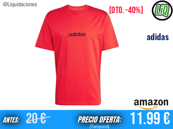 adidas Essentials Linear Single Jersey Shirt en Pure Ruby/Black: estilo deportivo imprescindible. ✨hombre
Talla: L