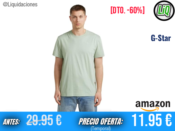 G-Star Raw C.V. Camiseta Base-s Verde Pale Green: estilo esencial y comodidad diaria. ✨hombre
Talla: XL