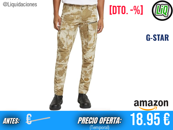 G-STAR Rovic Zip 3D Pantalones Regular Tapered con estilo camuflaje Multicolor.hombre
Talla: 31W / 34L