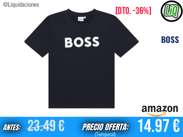 BOSS Camiseta Azul 100% Algodón de Manga Corta, Estilo Premium. ✨niño
Talla: 16 años