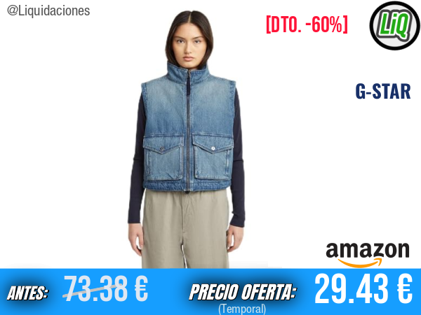 G-STAR Chaleco acolchado azul con cremallera: estilo y abrigo para cualquier plan. ✨hombre
Talla: XL