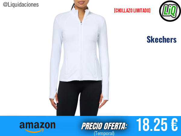 Skechers Chaqueta Deportiva Go Walk Blanca, Ideal para Caminar y Entrenar. ✨mujer
Talla: L