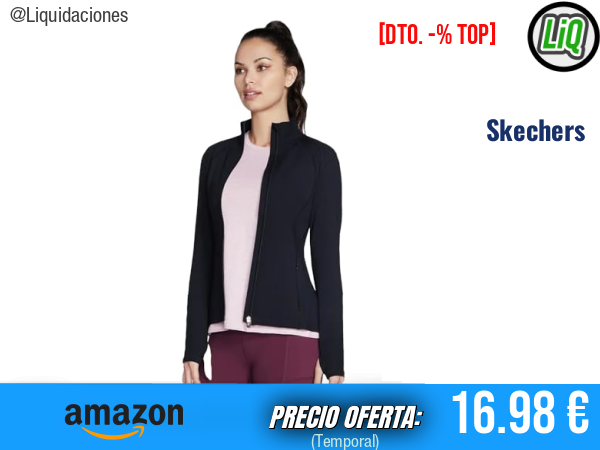 Skechers Chaqueta GoWalk Negro Intenso, Máxima Comodidad y Estilo. ✨mujer
Talla: L