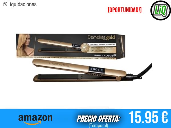 Demeliss SAINT ALGUE Alisador GOLD: alisado profesional desde la raíz con placas finas de cerámica y turmalina. ✨unisex
Talla: 1 Unit (Pack of 1)