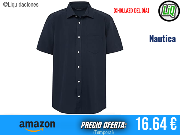 Nautica Uniform Camisa Oxford Performance de Manga Corta con Botones, Azul Marino. ✨hombre
Talla: XL