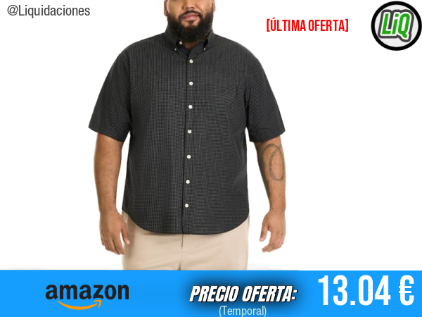 Van Heusen Camisa de Manga Corta con Botones sin Arrugas en Negro, ideal para un look impecable. ✨hombre
Talla: 3XL Alto