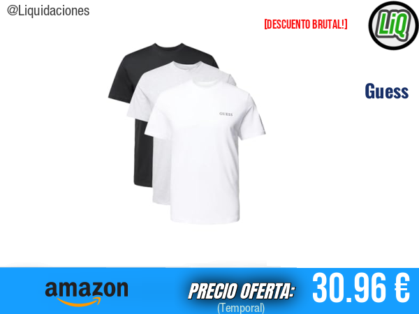 Guess Tee - Pack de 3 camisetas básicas de algodón con cuello redondo, ideales para tu día a día. ✨hombre
Talla: XL
