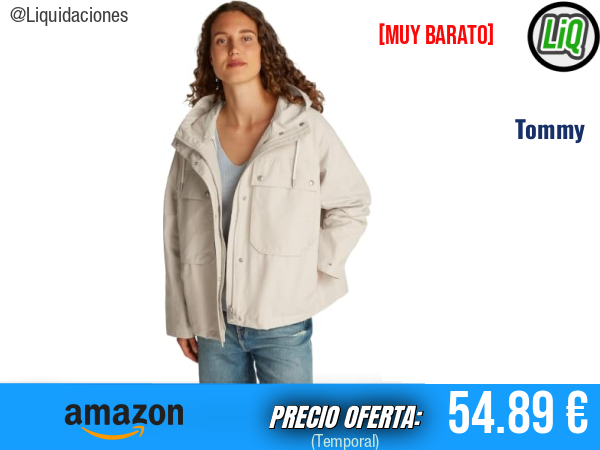 Tommy Hilfiger Parka Cotton Nylon Short con Capucha en Marfil (Ivory Petal) para un Estilo Sofisticado. ✨mujer
Talla: 70