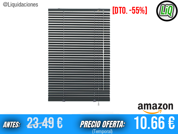 Deco Company: Persiana de aluminio con pinzas y acabado tipo pizarra, tamaño 70 × 130 cm (práctica, resistente y decorativa)