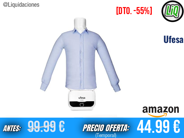 Ufesa Maniquí 2 en 1 SV1200: Planchado y Secado Automáticos para Ropa Impecable en Minutos. ✨unisex
Talla: No especificada