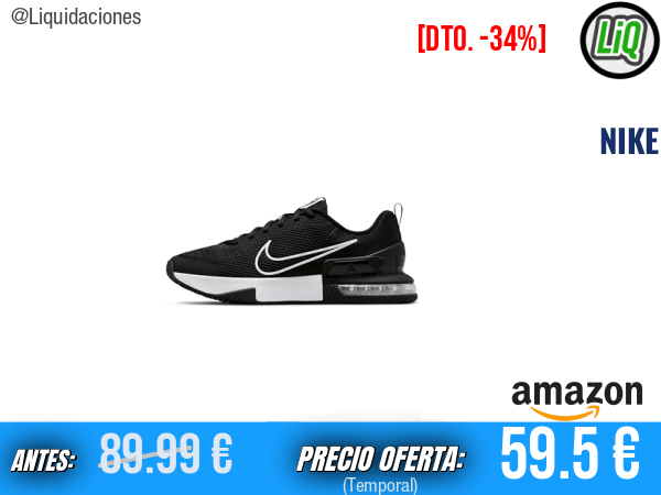 NIKE Air MAX Alpha 6: Máxima estabilidad y estilo para entrenar en negro y blanco. ✨hombre
Talla: 42 EU