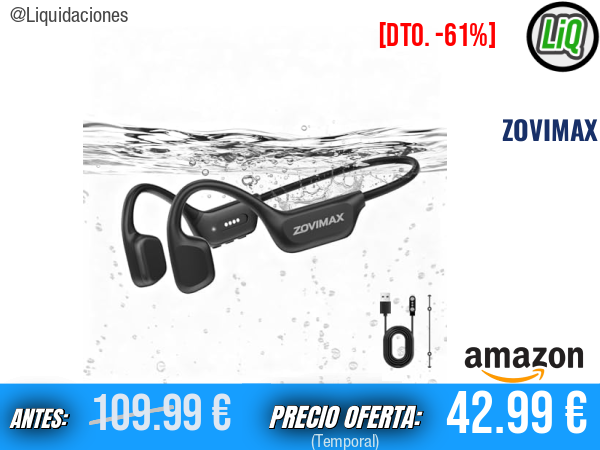 ZOVIMAX Auriculares de Conducción Ósea IPX8 con MP3 8 GB y Bluetooth 6.0 para Natación y Deporte. ✨unisex
Talla: No especificada