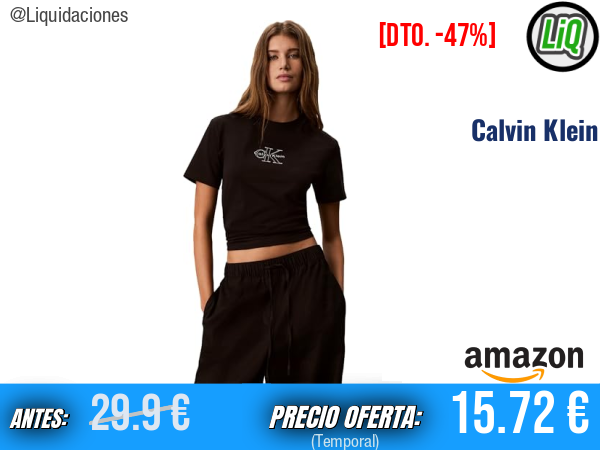 Calvin Klein Camiseta SS Classic Seasonal Monologo LV047G831G en Negro, estilo icónico para tu día a día. ✨mujer
Talla: S