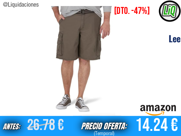 Lee Nuevo Pantalón Corto Cargo Wyoming con Cinturón, Vapor. ✨hombre
Talla: 38
