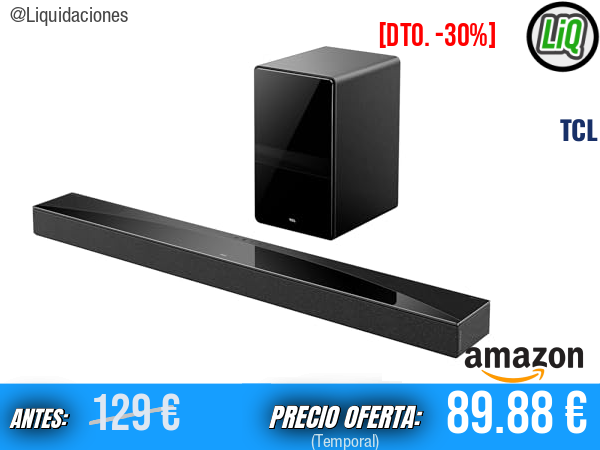 TCL S55HE Barra de Sonido 2.1 con 220W, Subwoofer Inalámbrico y Dolby Atmos para un Sonido Envolvente de Cine. ✨unisex
Talla: estándar