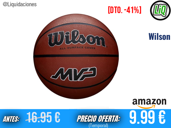 Wilson Balón de Baloncesto MVP: Agarre Superior y Control Total en Todas las Superficies. ✨unisex
Talla: 7