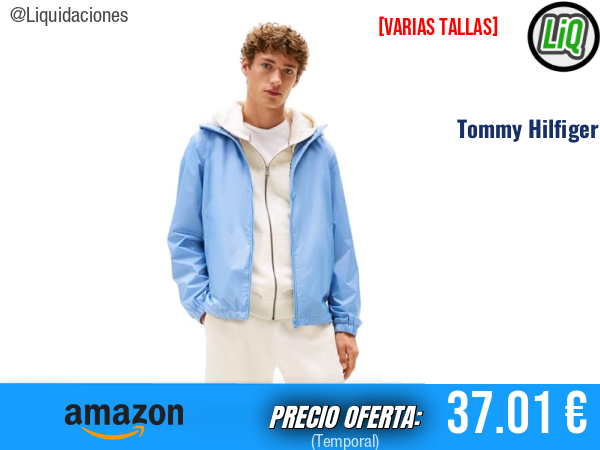 Tommy Hilfiger Cazadora de entretiempo con capucha en Azul Cloudy Blue. ✨Hombre
Talla: S y XL